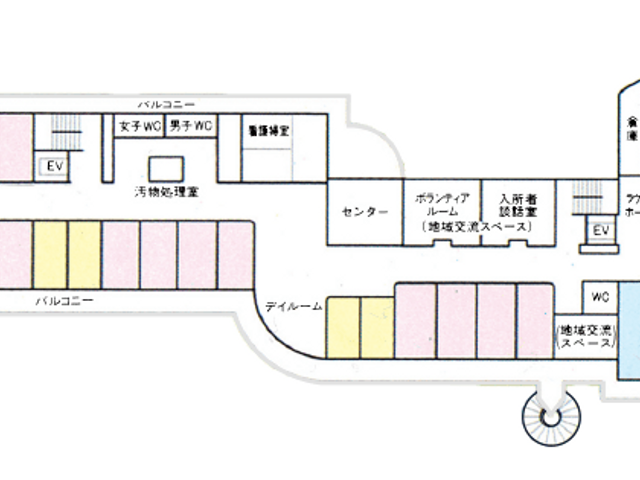 施設内の設計図 内観 設計図には広々とした施設のレイアウトが詳細に描かれており、各スペースの配置が一目でわかります。