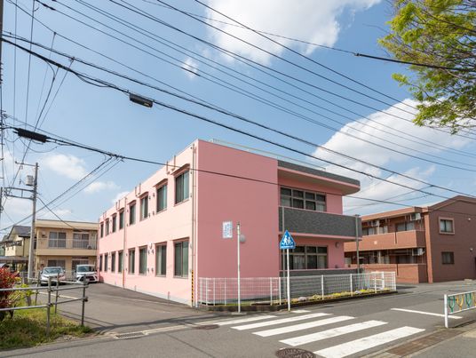 ピンクの建物の外観