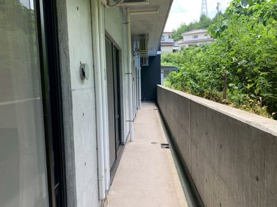 自然に囲まれた廊下