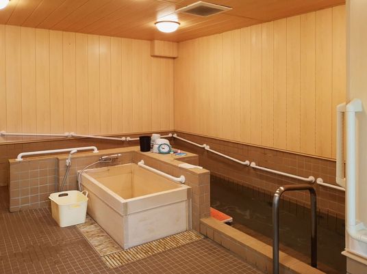 手すり付きの浴室  