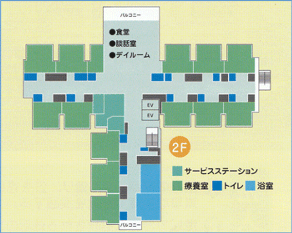 施設の2階間取り図