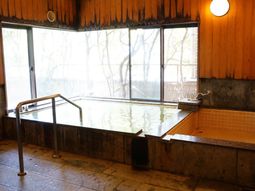 木目調の温泉浴室