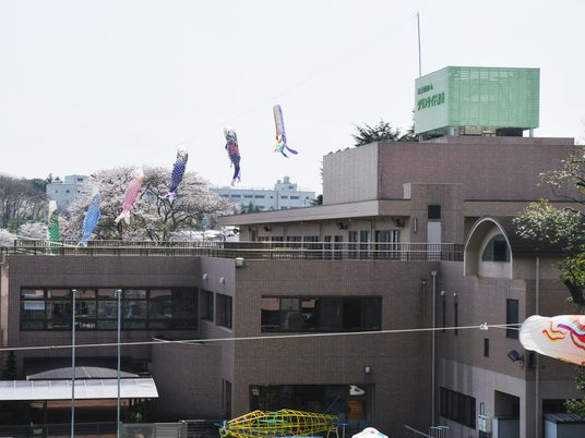 鯉のぼりが見える外観  