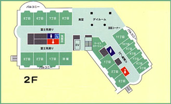施設の2階フロアマップ