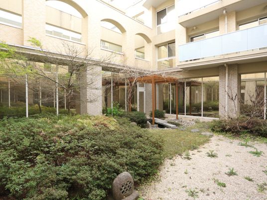 緑豊かな屋外中庭