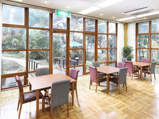 窓越しの自然の食堂