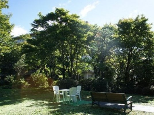 天気の良い日は庭に出て、木陰で椅子に座り森林浴をしたり、四季折々の景色を眺めて時間を過ごしたりすることができる。