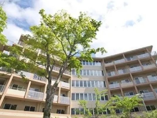 建物外観と木々の庭  