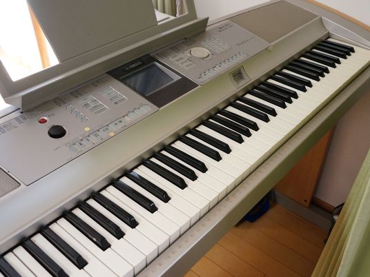 電子ピアノのクローズアップ