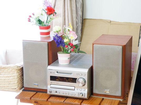 音楽再生の装置と花
