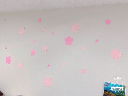 桜飾りの壁面装飾