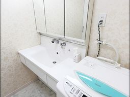 清潔な洗面台と洗濯機