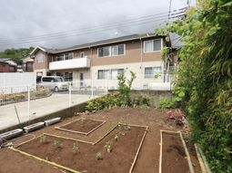 庭と建物の外観