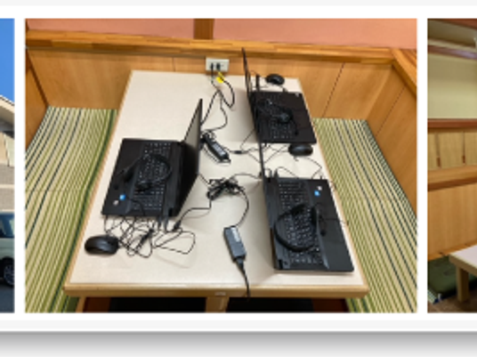 機器が並ぶ机の部屋