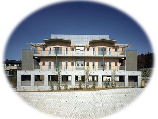 緑に囲まれた建物外観