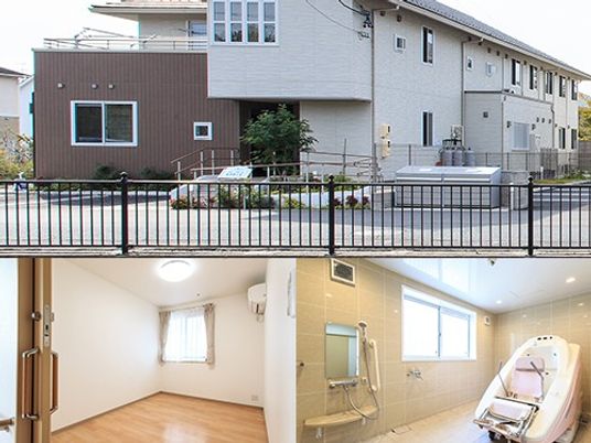 施設の外観と居室と浴室  