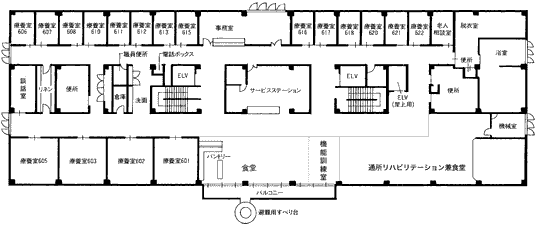 明るい共有スペースの図面