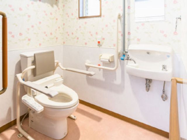 快適で使いやすいトイレ トイレ 広いスペースと手すりが設置された使いやすいトイレです。快適なケアをサポートします。