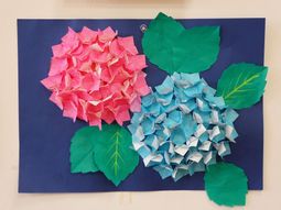カラフルな折り紙の花