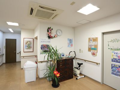 明るい廊下と掲示物