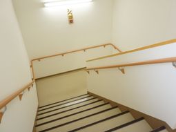 手すり付きの明るい階段