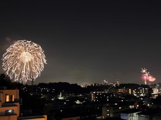 花火が輝く夜景