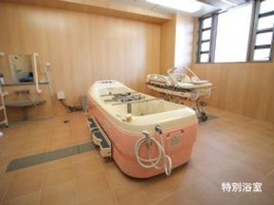 浴槽が並ぶ浴室  
