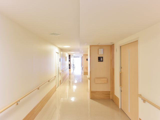 明るく清潔な廊下 廊下 手すりが設置された廊下は、足元にも気を遣うことなく歩行できる設計です。ゆったりとした空間が心地良い環境を提供しています。