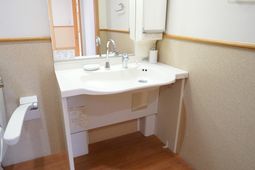 清潔な洗面台とトイレ