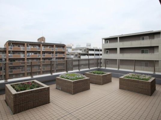 広々とした施設のテラス