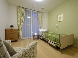 明るい緑色の居室