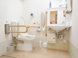 バリアフリーの洗面台とトイレ