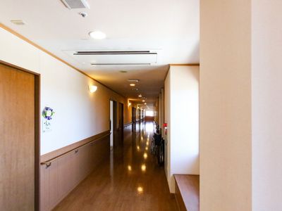 明るい廊下と壁の装飾