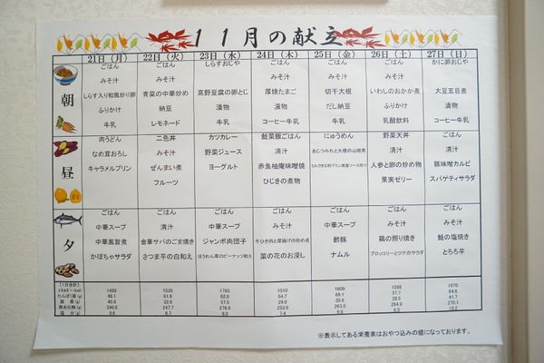 献立表の掲示物