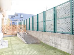 明るい中庭の景色