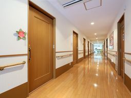 明るい廊下と壁の装飾