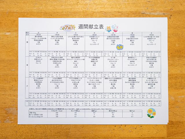 活動計画表 展示物 多彩な活動が予定された計画表をご覧ください。日々の生活が充実したものになるような工夫が見受けられます。