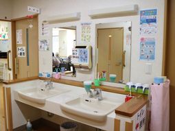 洗面台と鏡の様子