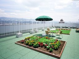 屋上庭園と休憩スペース