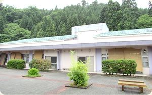 緑に囲まれた外観