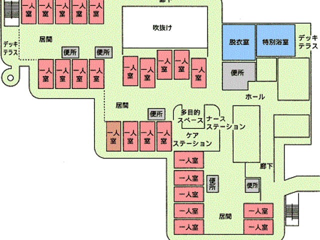 広い施設の図面 内観 施設の全体配置がわかる図面です。各部屋や設備の位置が一目で把握できます。