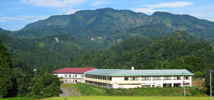 緑に囲まれた外観