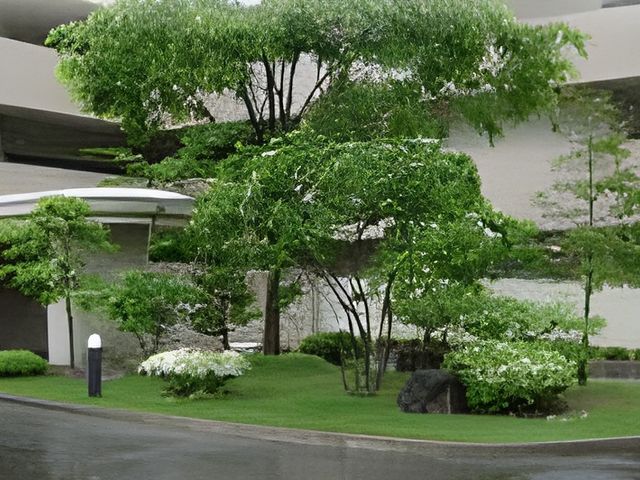 緑豊かな庭 庭 自然に囲まれた庭で、リラックスした雰囲気を楽しめます。緑の中で穏やかな時間を過ごせます。