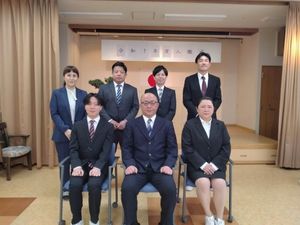 入職式の職員集合  