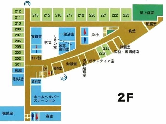 フロア案内図 内観 このフロア案内図では、様々な施設の配置が一目で分かります。各部屋や設備が明確に示されています。