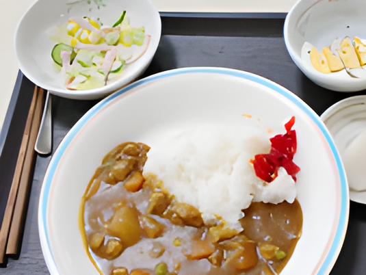 カレーライス盛り付け