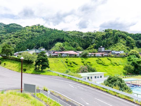 緑に囲まれた外観  