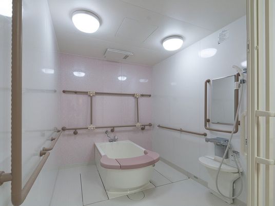 手すり付き浴室  