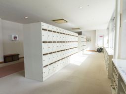 明るい廊下と郵便受け