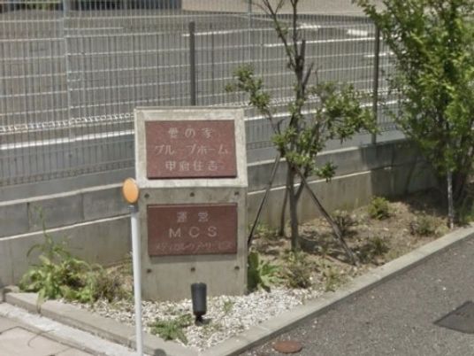 看板と緑の植物